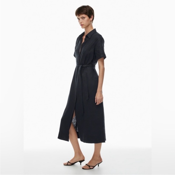Aritzia Wilfred Eleta Linen Maxi Dress In Dark Night Navy Size S - Picture 2 of 10